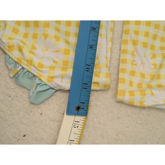 Harper Canyon yellow and white checkered 2 piece bathing suit size 10 Girls - Picture 5 of 8